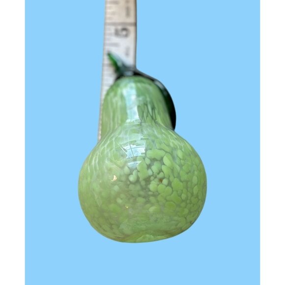 Hand Blown Glass Pear Sculpture - 6"x 3.5" - Green Art Decor - Picture 8 of 8